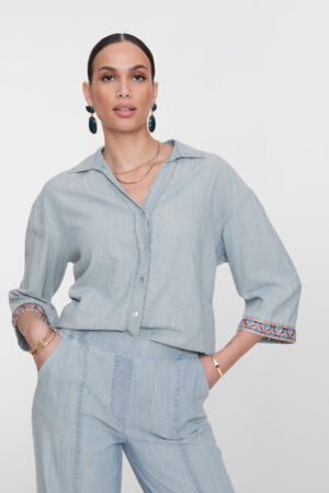 Geisha - 63161-70 - Blouse chambray with tape