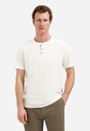 NO EXCESS - 31340316 - T-Shirt Granddad Half button Melang