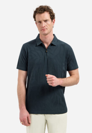 NO EXCESS - 31380312 - Polo Half Zip Short Sleeve Jacquard
