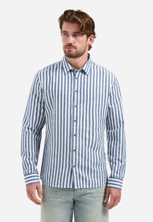 NO EXCESS - 31470224 - Shirt Vertical Big Stripe With Line