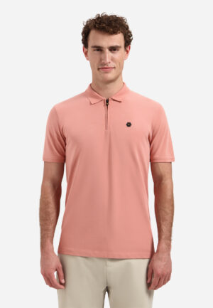 NO EXCESS - 32380422 - Polo Short Sleeve Zip Garment Dyed