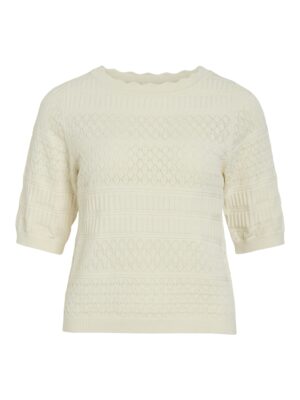 Vila - 14114746 - VIMILOS S/S O-NECK POINTELLE TOP -